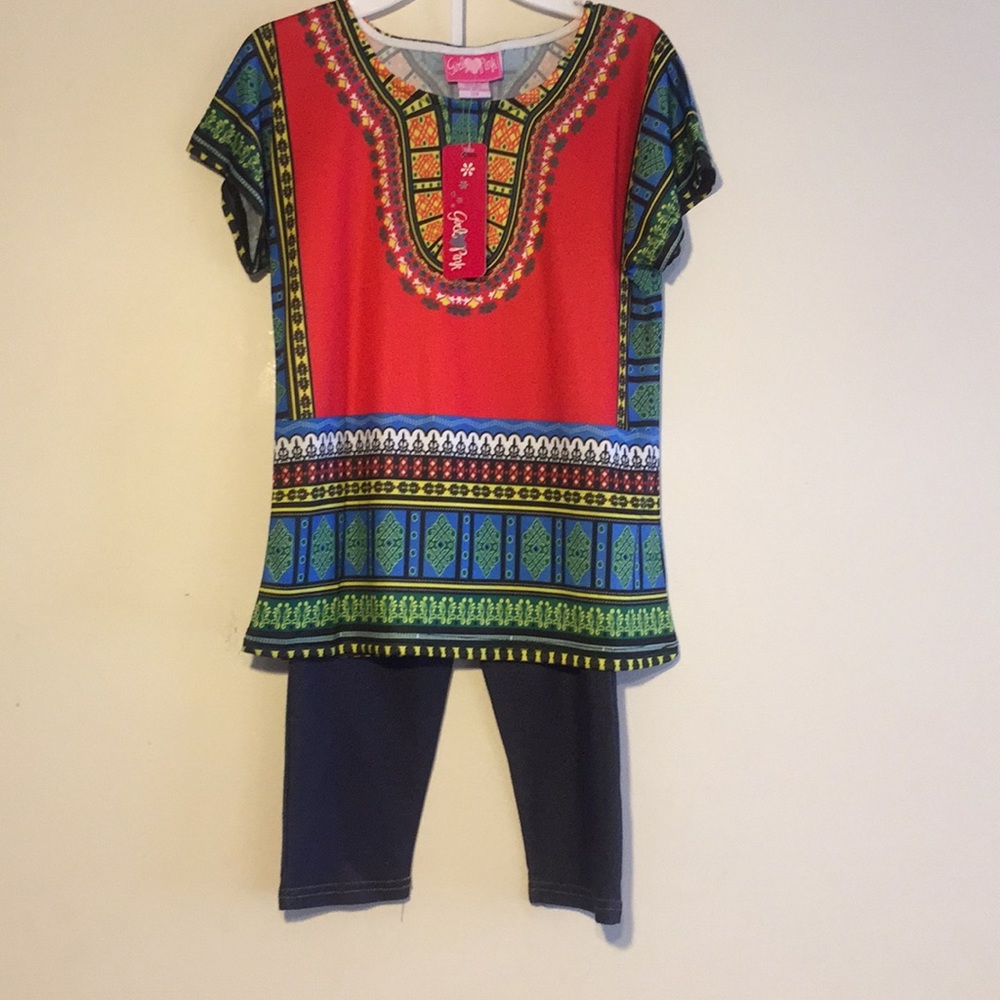 African Dashiki leggings and Top 2pcs Set - Picture 2 of 7
